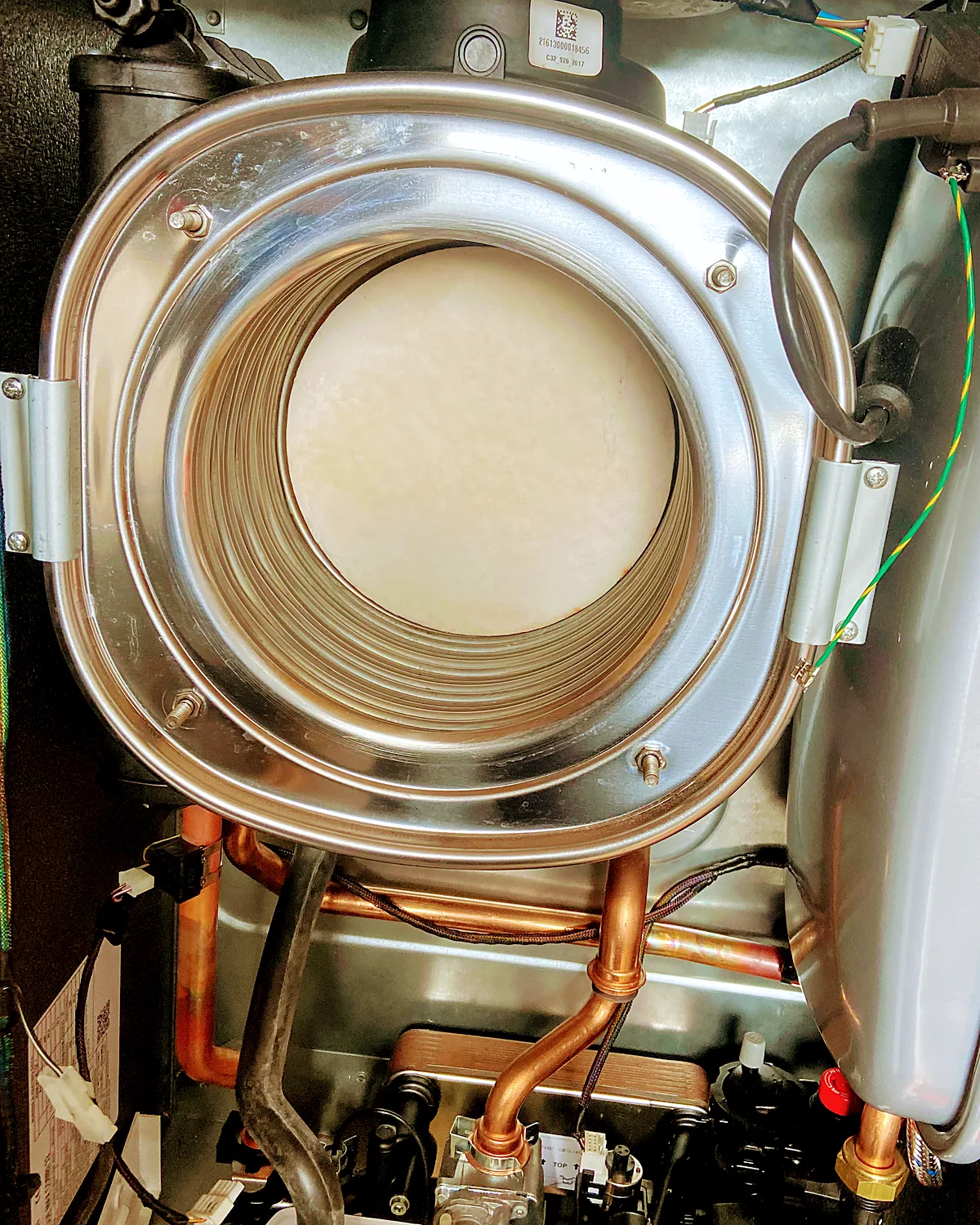 Inside the boiler — heat exchanger
